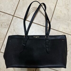 NWOT Karl Lagerfeld Paris Fleurette Black Leather Saffiano w/ Gold-Tone Hardware